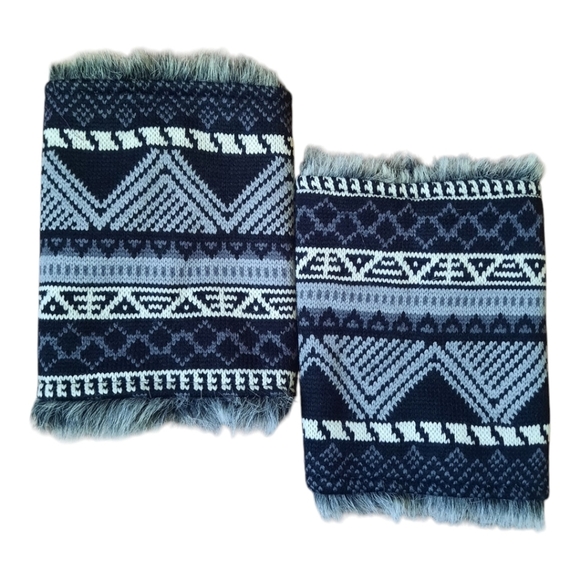 Muk Luks reversible faux fur Southwestern Aztec sweater boot covers/leg warmers - Picture 5 of 7
